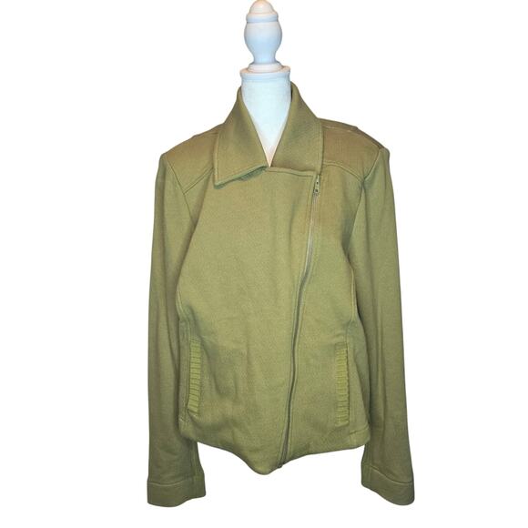 Cabi 6470 Road Trip Cotton‎ Jacket Womens Asymmetrical Zip Green Fall Size L - Picture 2 of 7